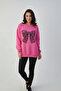 Black Lace Ribbon Patterned Women's Oversize Sweatshirt