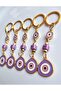 Gift Large Evil Eye Beaded Purple Keychain 10 cm - Piece Price - 4