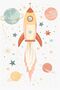 3-Piece Design Children's Room Astronaut and Galaxy Home Wall Living Room Beauty Salon Office Shop Decoration K - 2