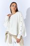 Ecru Double Layered Look Casual Sweatshirt with Snap Buttons on the Sleeves |   Ek100275504 - 6