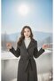 Women's Belted Buttoned Sleeves Oversize Cashemere Coat Syt 4615 - 2