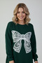 White Lace Ribbon Patterned Women's Oversize Sweatshirt - 2