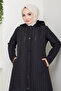 Women's Chain Detailed Hooded Quilted Coat - 5