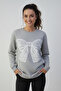 White Lace Ribbon Patterned Women's Oversize Sweatshirt - 2