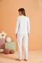 Women's V-Neck Buttoned Pocket Lace Detailed Long Sleeve Pajama Set - 5