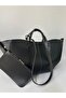 Women's Large Size Polen Magnet Closure Hand and Shoulder Pinterest Bag Black - 2