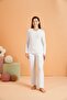 Women's Lace Detailed V-Neck Long Sleeve Pajama Set - Soft and Comfortable