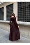 Brown Leather Corset Padded Waist Tied Maxi Long Premium Dress - 4