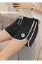 Machi Women's Black Sports Shorts with White Stripes on the Sides - Lace-Up Mini Running Fitness Volleyball Shorts - 2