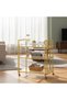 FFD Gold Metal & Mirror Glass Serving Trolley – 3-Tier Bar Cart 80x40x90cm - 4