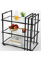 FFD Metal & Mirror Glass Serving Trolley – 3-Tier Bar Cart with 4 Rotating Wheels Black 80x40x90cm - 7