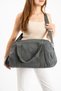 Unisex Gray Crinkle Fabric Shoe Section Cross Strap Sports and Travel Bag 3029 - 2