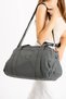 Unisex Gray Crinkle Fabric Shoe Section Cross Strap Sports and Travel Bag 3029 - 3