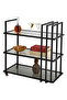 FFD Black Metal & Mirror Glass Serving Trolley – 3-Tier Bar Cart 100x40x90cm - 5