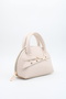 Women's Cream Mini Patent Leather Hand and Shoulder Bag with Accessory Detail - 2