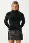 Women's Walk Ribbed Soft Bearded Half-Throat Black Knitwear Sweater 7052 - 3