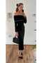 Women's Off-Shoulder Carmen Collar Stylish Dress with Decorative Seams