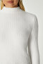 Women's Walk Ribbed Soft Bearded Half-Throat White Knitwear Sweater 7052 - 2