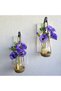 Wall Decoration, Led Lighted, Lilac Poppy Flowers, White Sconce Set of Two - 2