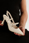 Pointed Toe Pearl (9cm) Painted Thin Heeled New Season Women's Shoes - 3