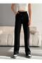 Women's Black Modal Fabric Loose Wide Leg Waist Lace up High Waist Palazzo Sweatpants