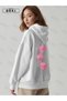 Chance 777 Printed Women's White Oversize Hooded Sweatshirt Hoodie - 4