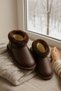 Women's Brown Fur Warm Winter Boots – Waterproof Sole, Comfortable and Soft Inner Lining