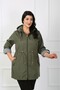 Women's Khaki Striped Lined Plus Size Trench Coat - 5