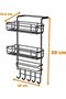 Over the Fridge Metal Organizer Rack with 2 Baskets, Paper Towel Holder and 5 Hooks for Kitchen - 6