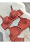 Women's Laser Cut Seamless Padded Wire-Free Front Tie Bra - 5