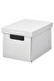 FJÄDERHARV Storage box with lid, white, 18 x 25 x 16 cm