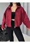 Trend Oversize Women's Bomber Suede Leather Jacket - 5