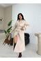 Women's Premium Winter Waist Belted Cape Detailed Cashmere Coat - 8