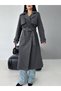 Women's Premium Winter Waist Belted Cape Detailed Cashmere Coat - 7