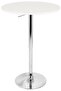 Tidi Adjustable Height, Rotating Chrome Bar Table White MDF Round Top, Contemporary Café & Home