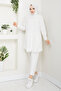 Women's Collar Detailed Ruffled Robe Shirt Linen White - 3
