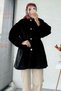 Premium Tay Feather Gold Button Short Coat - Black - 6