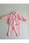 Cat Embroidered Plush Cardigan, Printed Sweatshirt and Sweatpants 3-Piece Girls' Set - 2