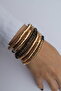 Gold Black Detailed Multi-Design Bracelet - 3