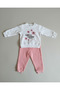 Cat Embroidered Plush Cardigan, Printed Sweatshirt and Sweatpants 3-Piece Girls' Set - 3