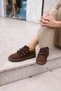 Jolanta Women's Brown Velcro Suet Sneaker - 6