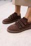 Jolanta Women's Brown Velcro Suet Sneaker - 4