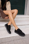 Jolanta Women's Black Real Suede Patent Sneaker