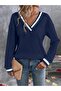 Women's Long Sleeve V-Neck Waffle Blouse - 2