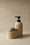 Cream Natural Stone Textured Soap Dish with Bowl (with Sponge Gift) - 3