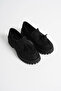 Women's Daily Comfortable Tasseled Loafer Black Suede - 5