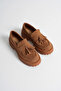 Women's Daily Comfortable Tasseled Loafer Tan Suede - 5