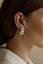 Ring Earrings with Line Detail in Silver Color