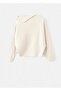 Asymmetric Collar Jewel Button Sweater - 3