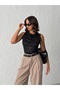Blouse Black Degaje Collar Buttoned Sleeveless Sandy Fabric Tank Top |   Women's Daily Casual Wear - 3
